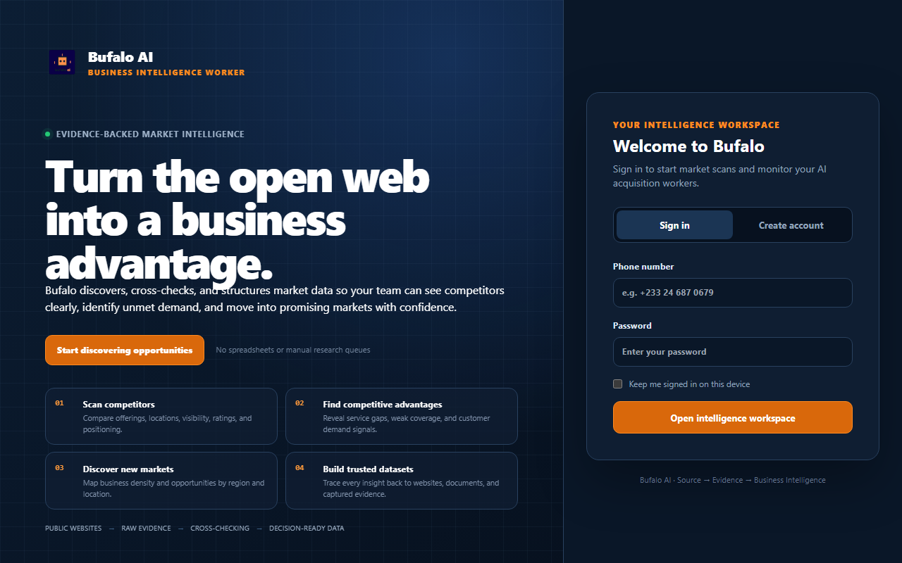 Bufalo AI homepage screenshot